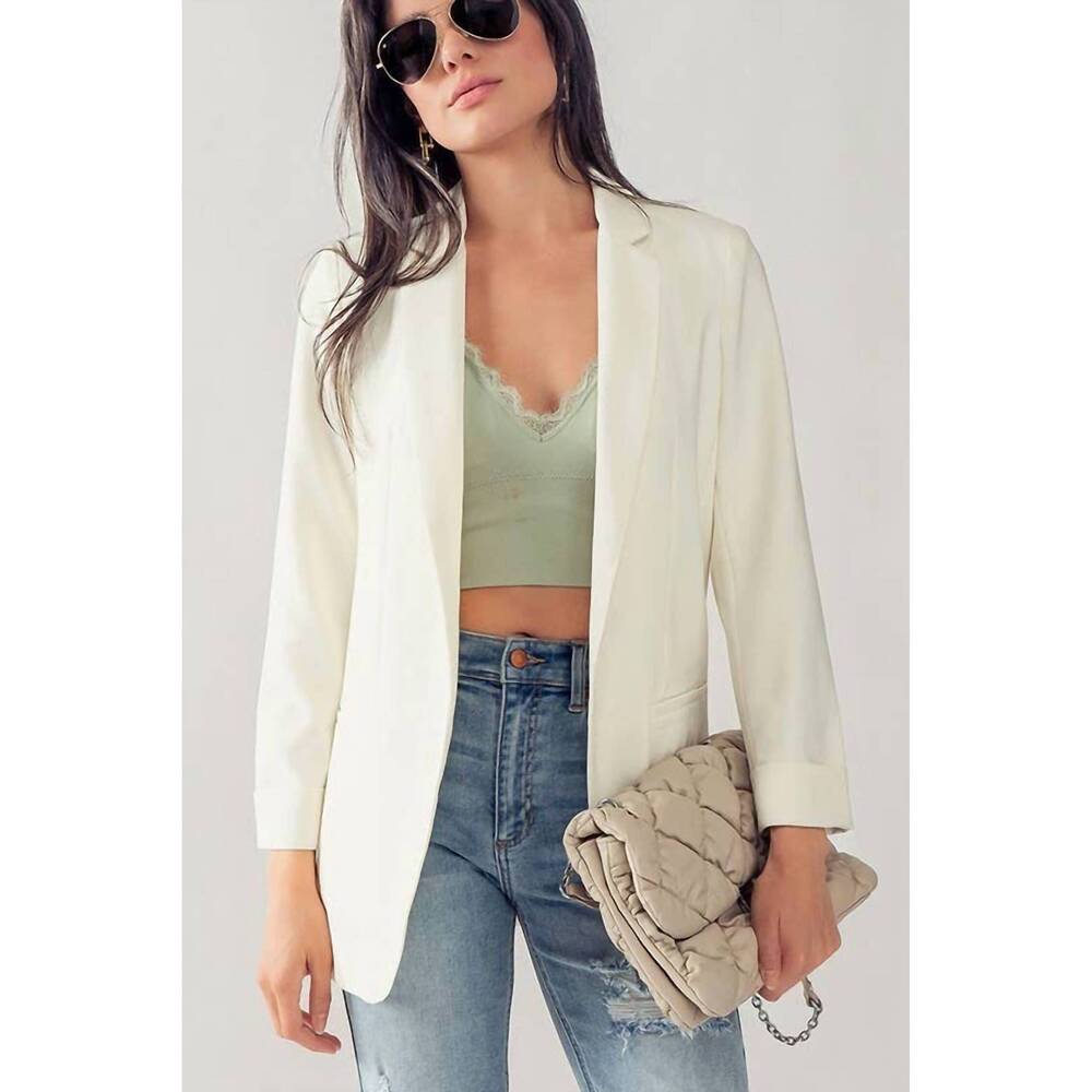 NEW URBAN DAIZY simple structured blazer with welt pockets in ivory